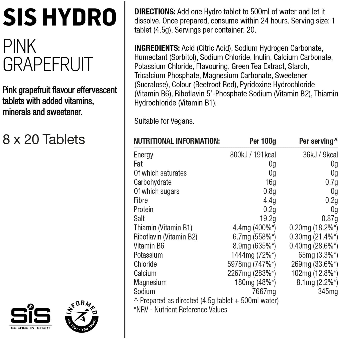 SIS BMX Racing SIS Hydro 20 Pack Hydration Tablets