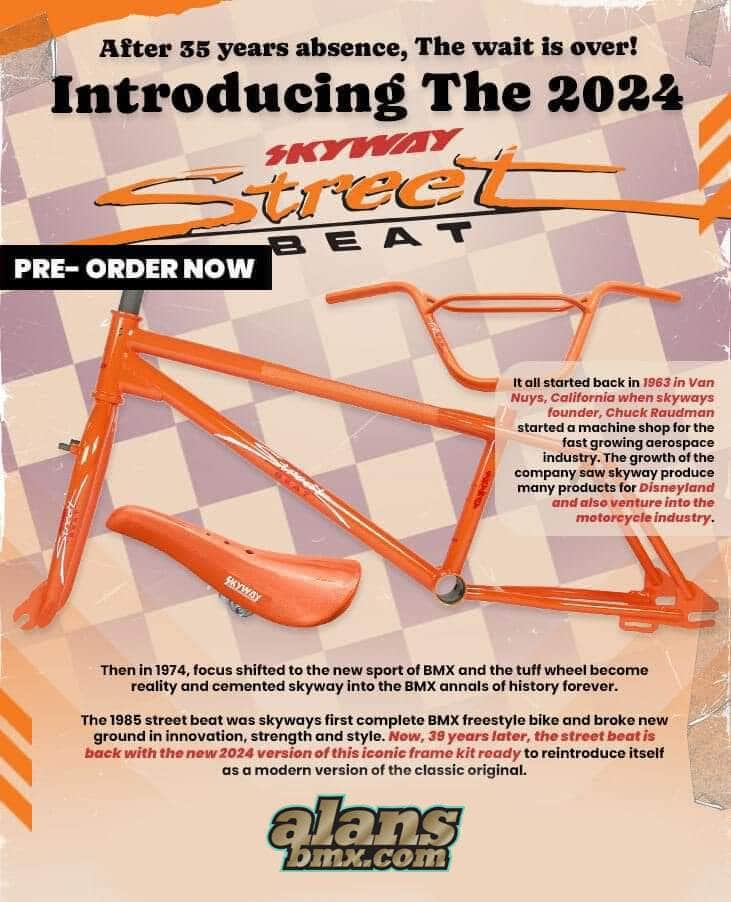 Skyway Old School BMX Orange Skyway 2024 Street Beat Frame / Fork / Bars / Seat Orange