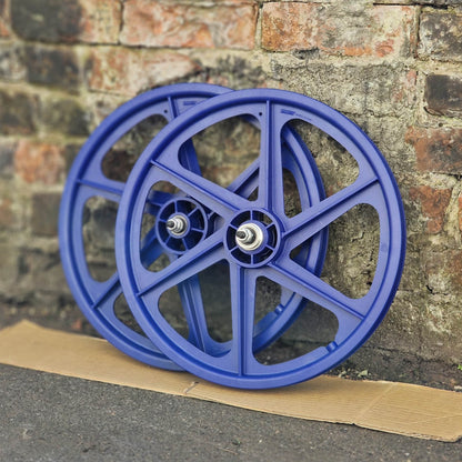 Skyway Old School BMX Blue Skyway 6 Spoke Tuff Wheels 20 Inch Pair Front and Rear