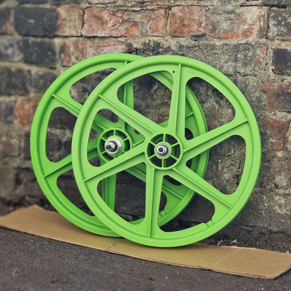 Skyway Old School BMX Green Skyway 6 Spoke Tuff Wheels 20 Inch Pair Front and Rear