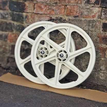 Skyway Old School BMX White Skyway 6 Spoke Tuff Wheels 20 Inch Pair Front and Rear