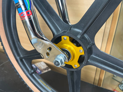 Skyway Old School BMX Skyway Graphite Tuff II 9T Gold Alloy Flange Wheels 20 Inch Pair