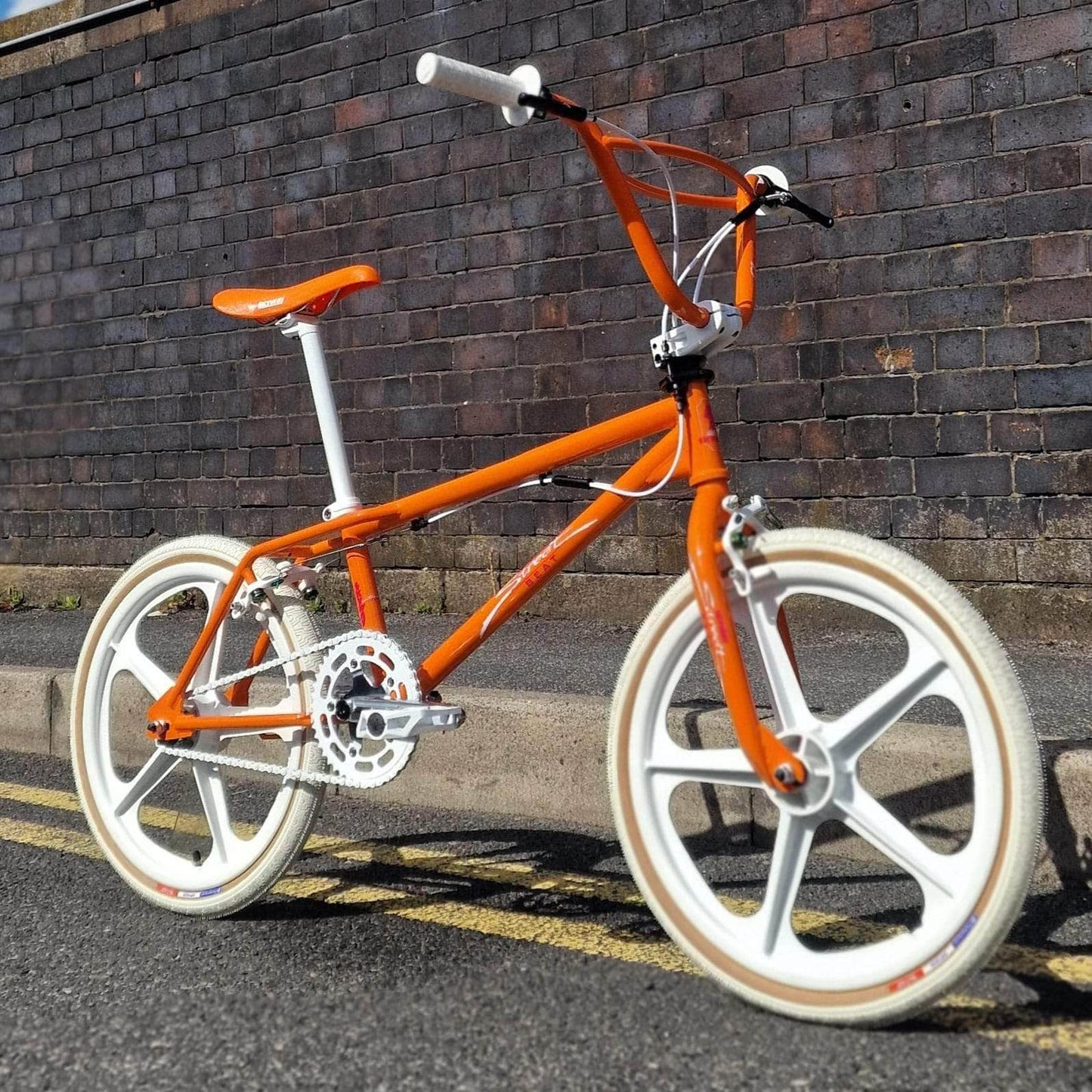 Skyway Old School BMX Bikes Orange Skyway Street Beat Custom Bike Orange / White
