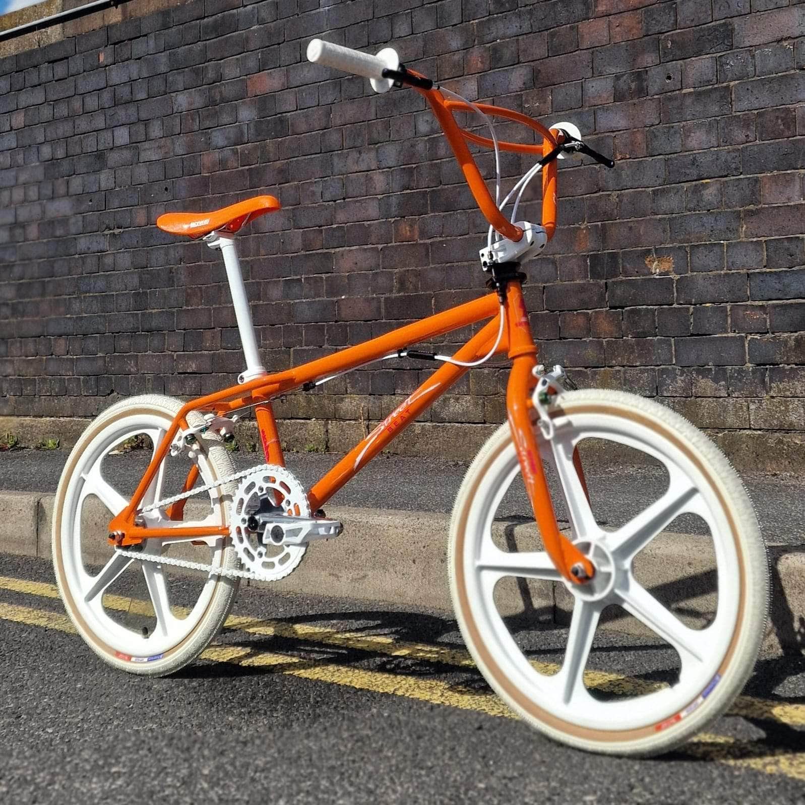 Skyway Old School BMX Bikes Orange Skyway Street Beat Custom Bike Orange / White