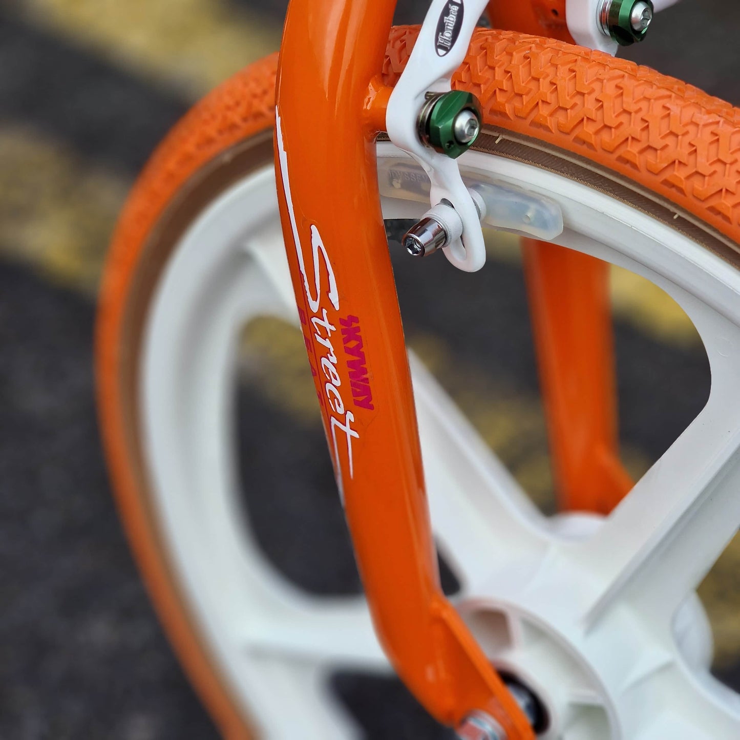 Skyway Old School BMX Bikes Orange Skyway Street Beat Custom Bike Orange / White