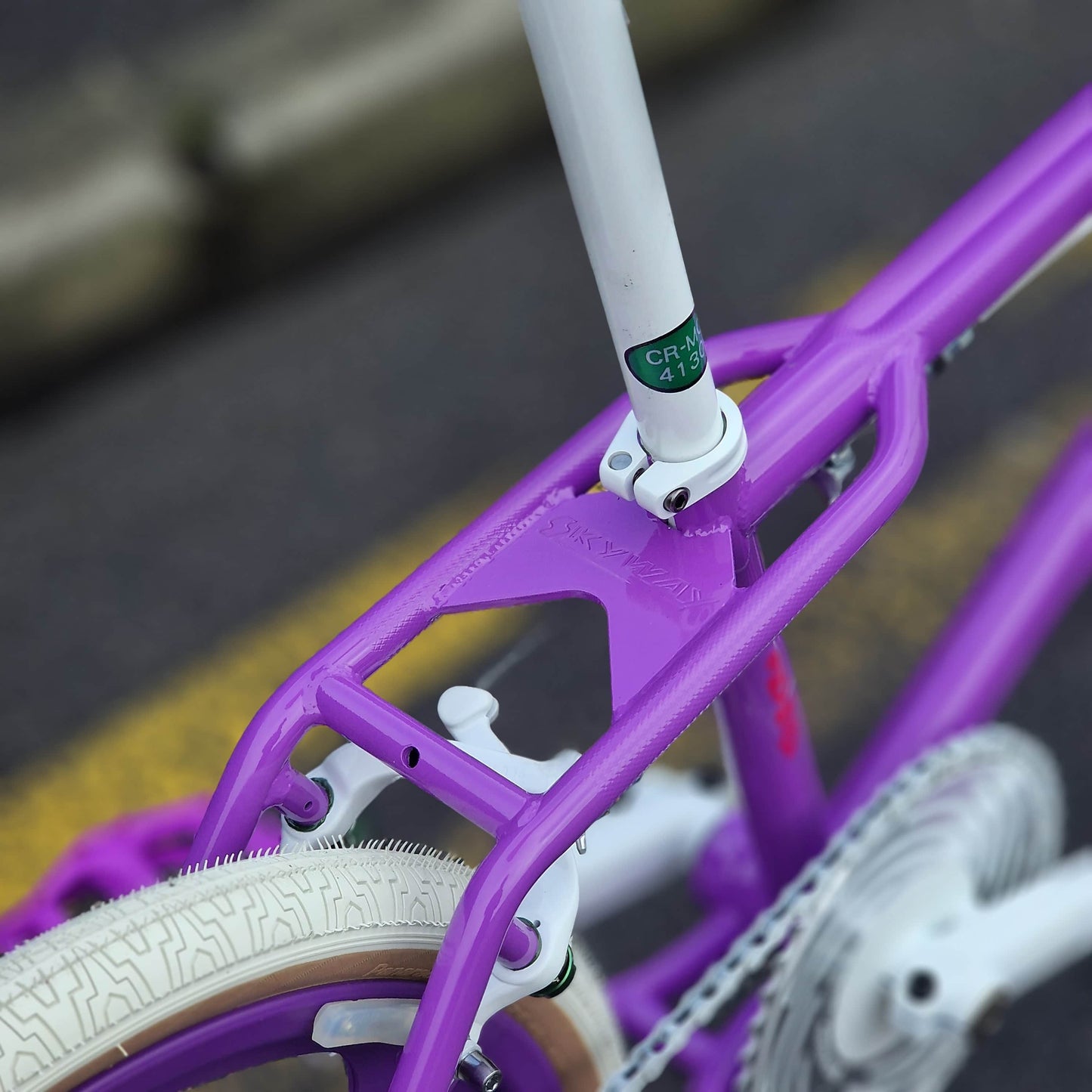 Skyway Old School BMX Bikes Purple Skyway Street Beat Custom Bike Purple / White