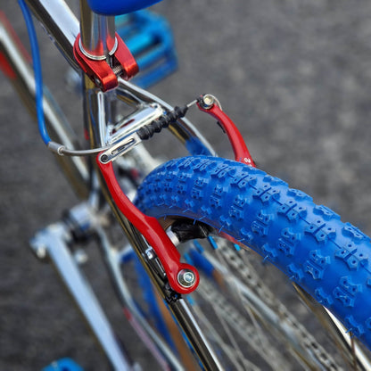 Skyway Old School BMX Bikes Chrome / Blue / Red Skyway T/A Custom 26 Inch Bike White / Blue / Red