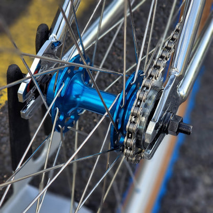 Skyway Old School BMX Bikes Chrome / Blue / Red Skyway T/A Custom 26 Inch Bike White / Blue / Red