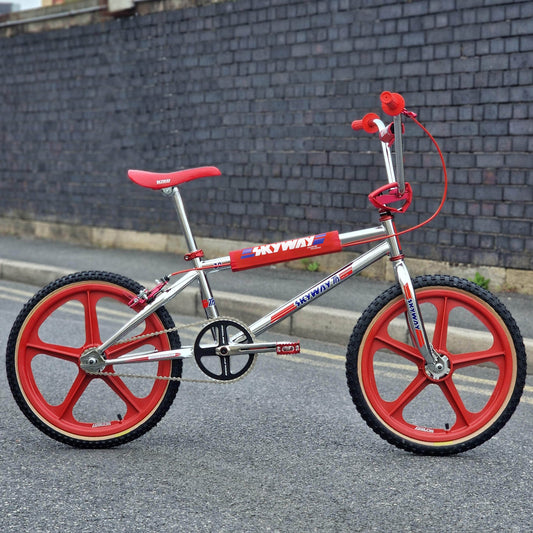 Skyway Old School BMX Bikes Chrome / Red Skyway T/A Pro Replica Bike Chrome / Red