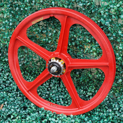 Skyway Old School BMX Skyway Tuff II Gold Alloy Flange 60th Red Wheels Used Survivor