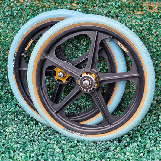 Skyway Old School BMX Skyway Tuff II Gold Flange Black Wheels Blue Haro Tyres Used Survivor