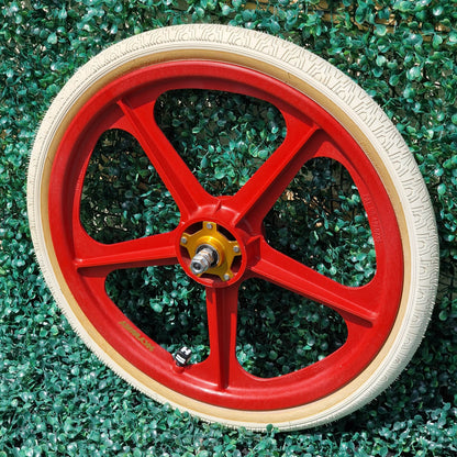 Skyway Old School BMX Skyway Tuff II Gold Flange Red Wheels White Panaracer Tyres Used Survivor