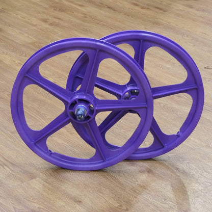 Skyway Old School BMX Purple Skyway Tuff II Mag BMX Wheels 20 Inch Pair Front and Rear