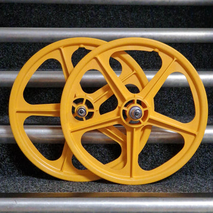 Skyway Old School BMX Yellow Skyway Tuff II Mag BMX Wheels 20 Inch Pair Front and Rear