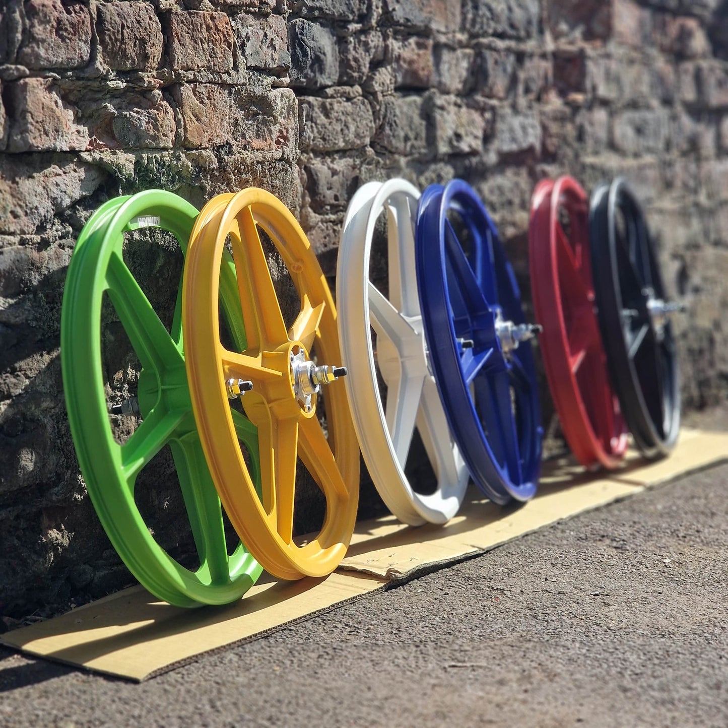 Skyway Old School BMX Skyway Tuff II Mag Silver Alloy Flange Wheels 20 Inch Pair Front and Rear