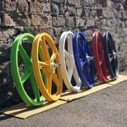 Skyway Old School BMX Skyway Tuff II Mag Silver Alloy Flange Wheels 20 Inch Pair Front and Rear