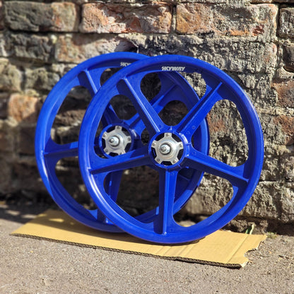 Skyway Old School BMX Skyway Tuff II Mag Silver Alloy Flange Wheels 20 Inch Pair Front and Rear