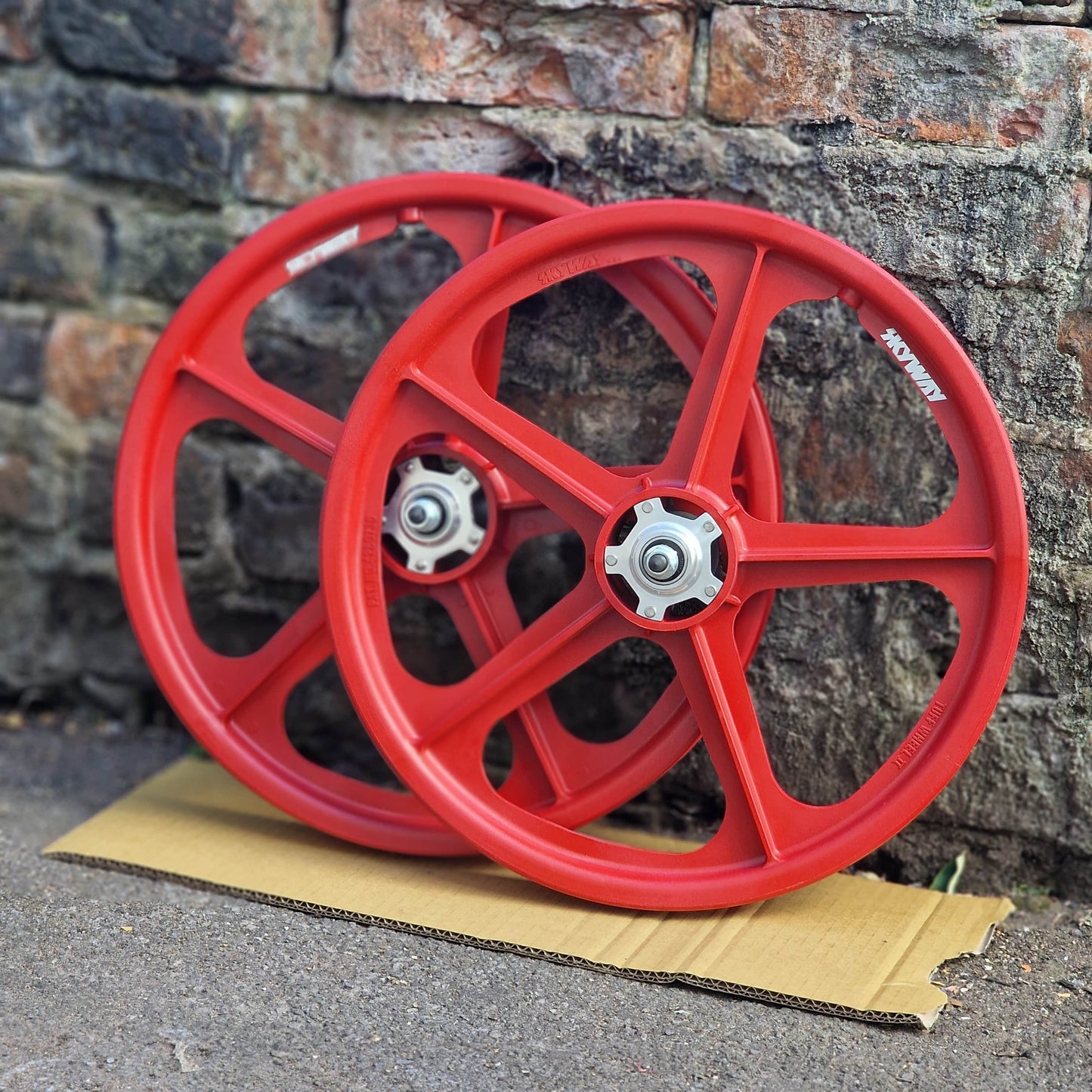 Skyway Old School BMX Skyway Tuff II Mag Silver Alloy Flange Wheels 20 Inch Pair Front and Rear