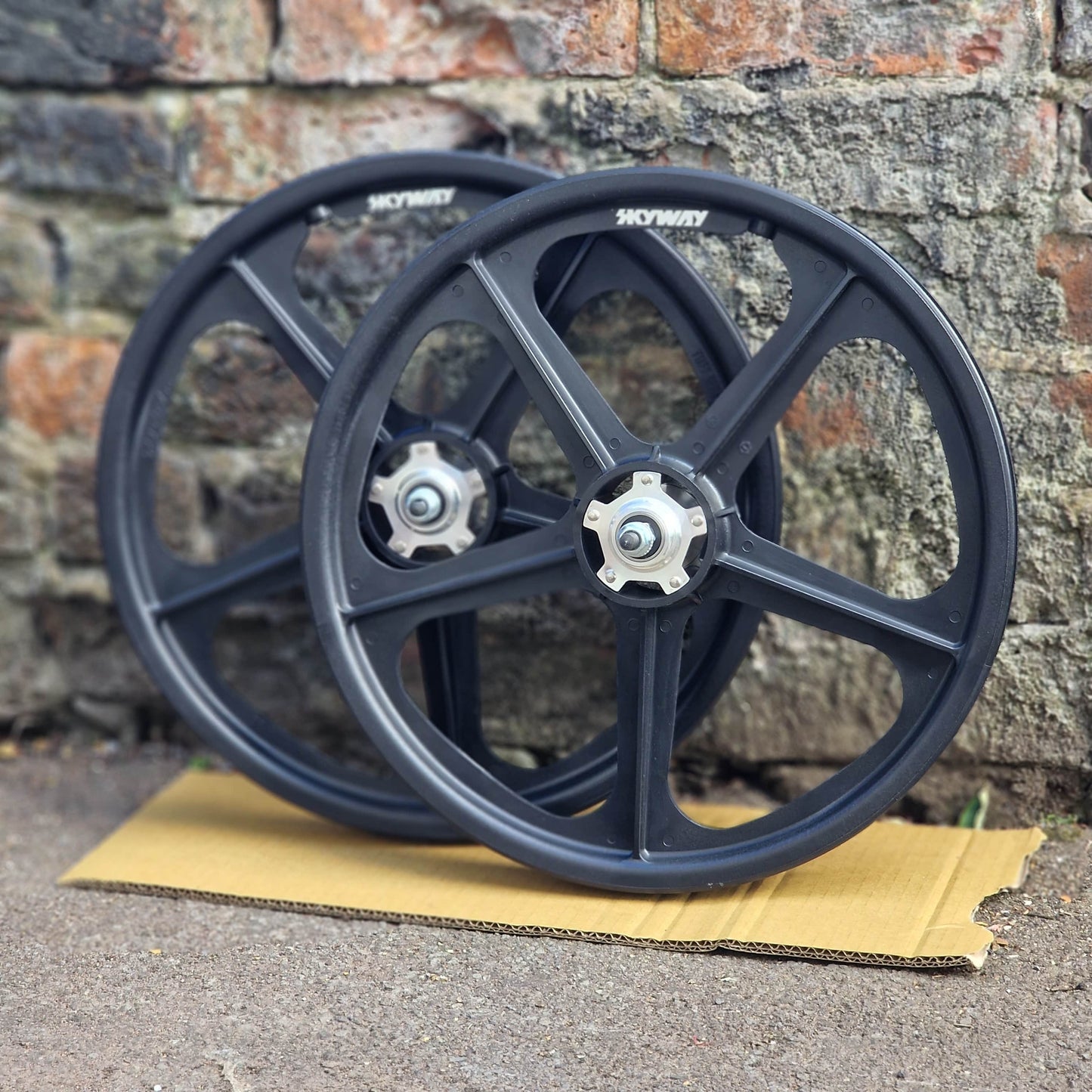 Skyway Old School BMX Skyway Tuff II Mag Silver Alloy Flange Wheels 20 Inch Pair Front and Rear