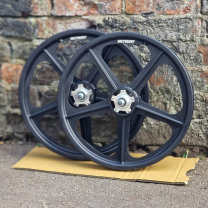 Skyway Old School BMX Skyway Tuff II Mag Silver Alloy Flange Wheels 20 Inch Pair Front and Rear