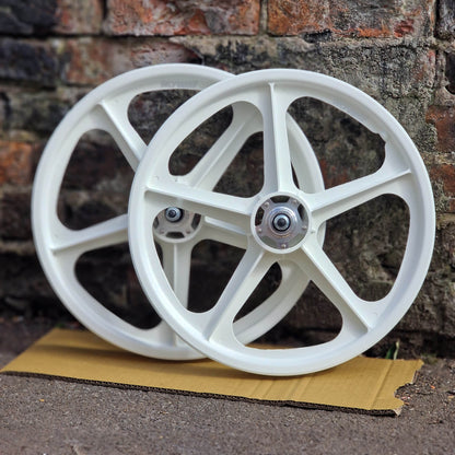 Skyway Old School BMX Skyway Tuff II Mag Silver Alloy Flange Wheels 20 Inch Pair Front and Rear