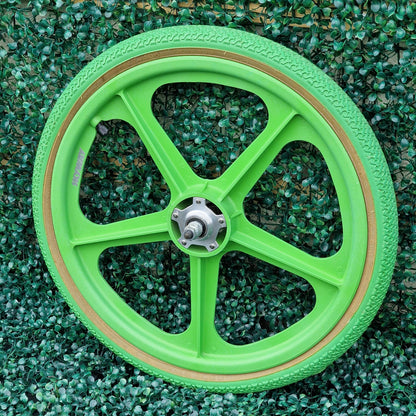 Skyway Old School BMX Skyway Tuff II Sliver Flange Green Wheels With Green Panaracer Tyres Used Survivor