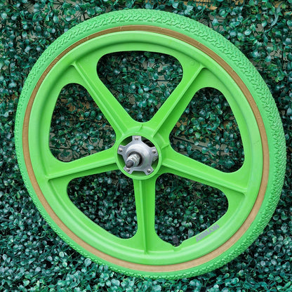 Skyway Old School BMX Skyway Tuff II Sliver Flange Green Wheels With Green Panaracer Tyres Used Survivor