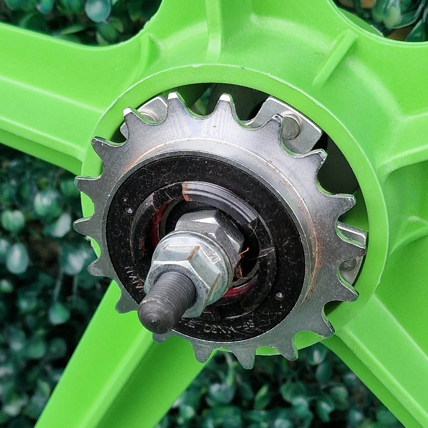 Skyway Old School BMX Skyway Tuff II Sliver Flange Green Wheels With Green Panaracer Tyres Used Survivor
