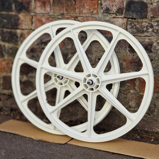 Skyway Old School BMX White Skyway Tuff Wheels 24 Inch Pair
