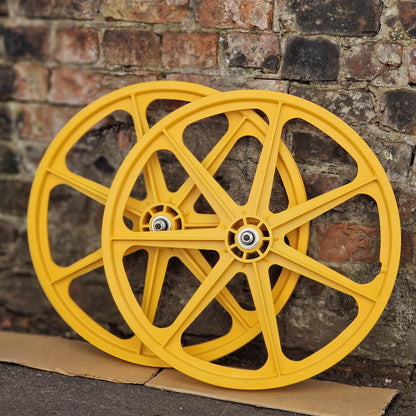 Skyway Old School BMX Yellow Skyway Tuff Wheels 24 Inch Pair