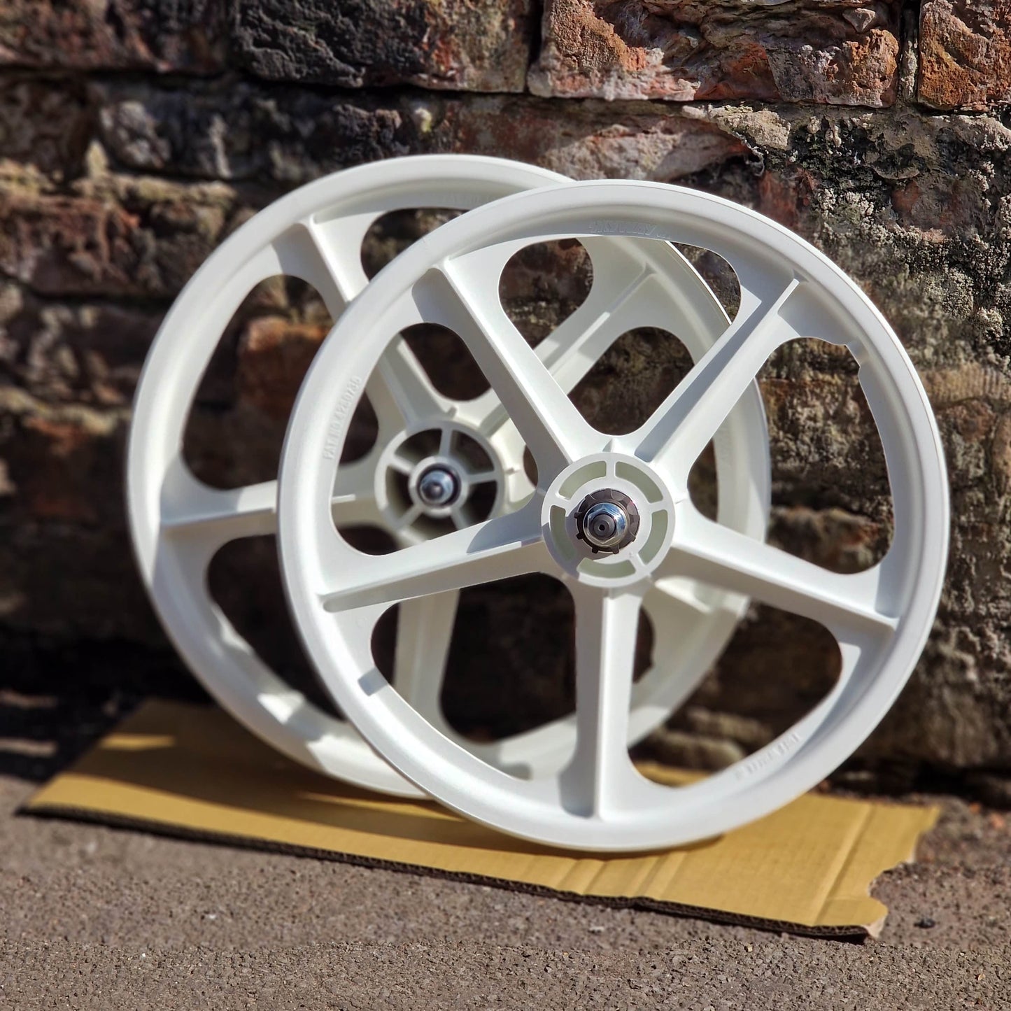 Skyway BMX Parts White Skyway Tuff Wheels Mag 9T Cassette Pair Front and Rear