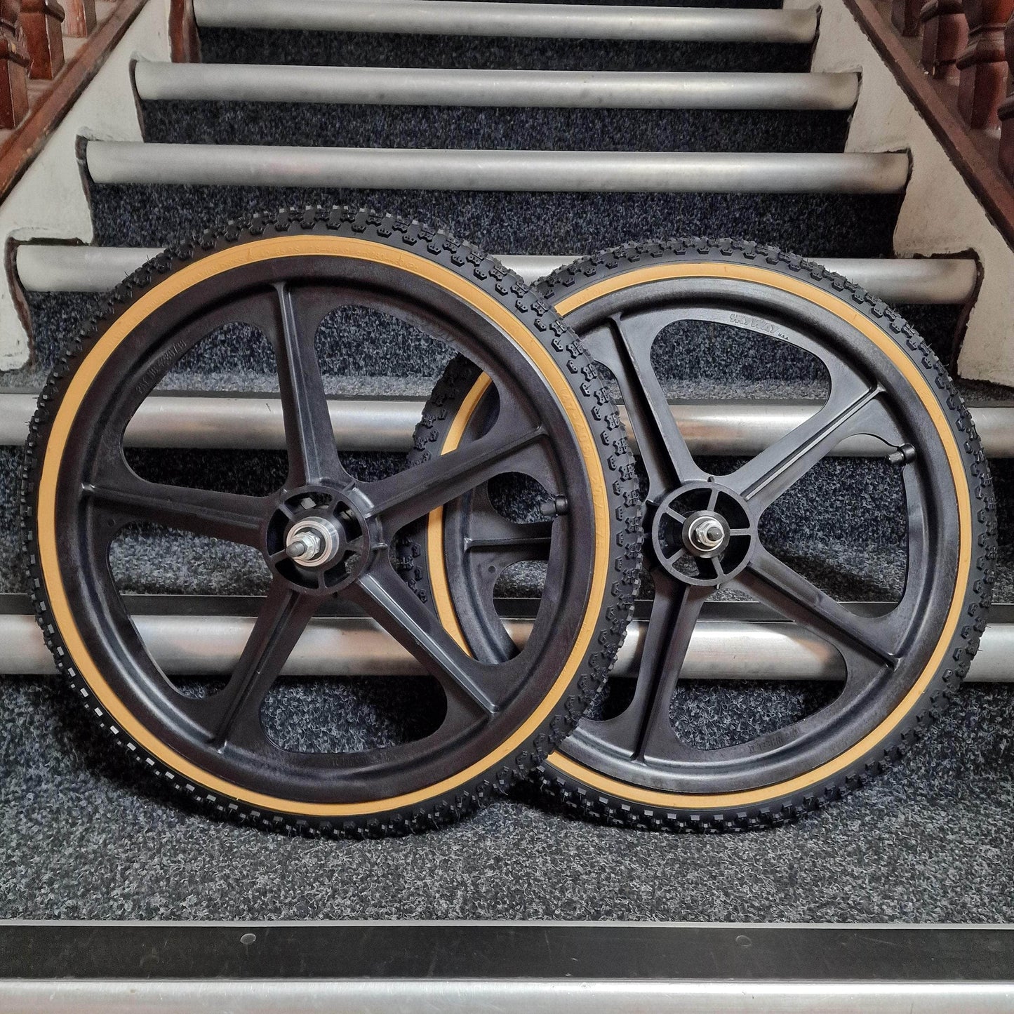 Skyway Old School BMX Skyway Tuff Wheels with fitted Kenda K50 Tyres and Freewheel Pair