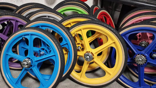 Skyway Old School BMX Skyway Tuff Wheels with fitted Panaracer Freestyle Tyres and Freewheel Pair