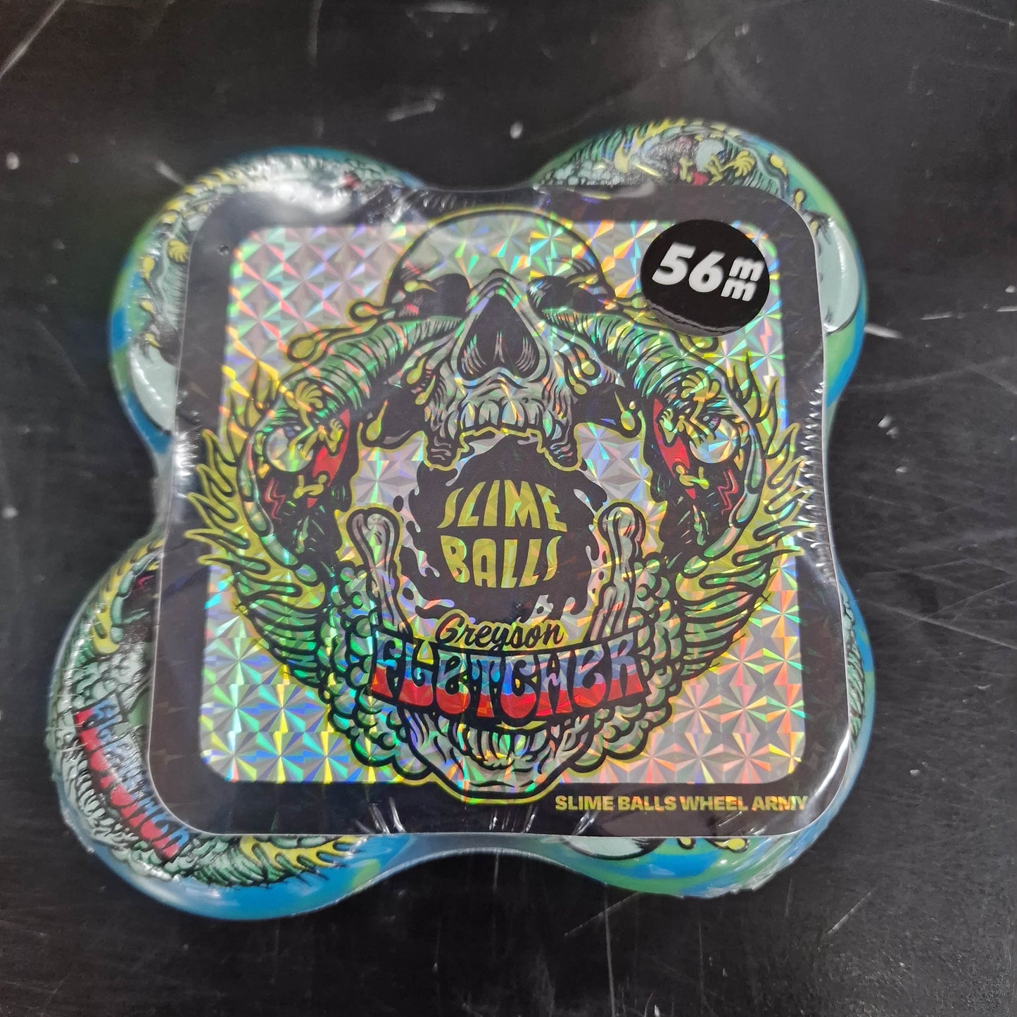 Slime Balls Skateboards 53mm / Green/Blue Swirl Slime Balls Fletcher Guest Vomit 99a Green / Blue Swirl 56mm Skateboard Wheels