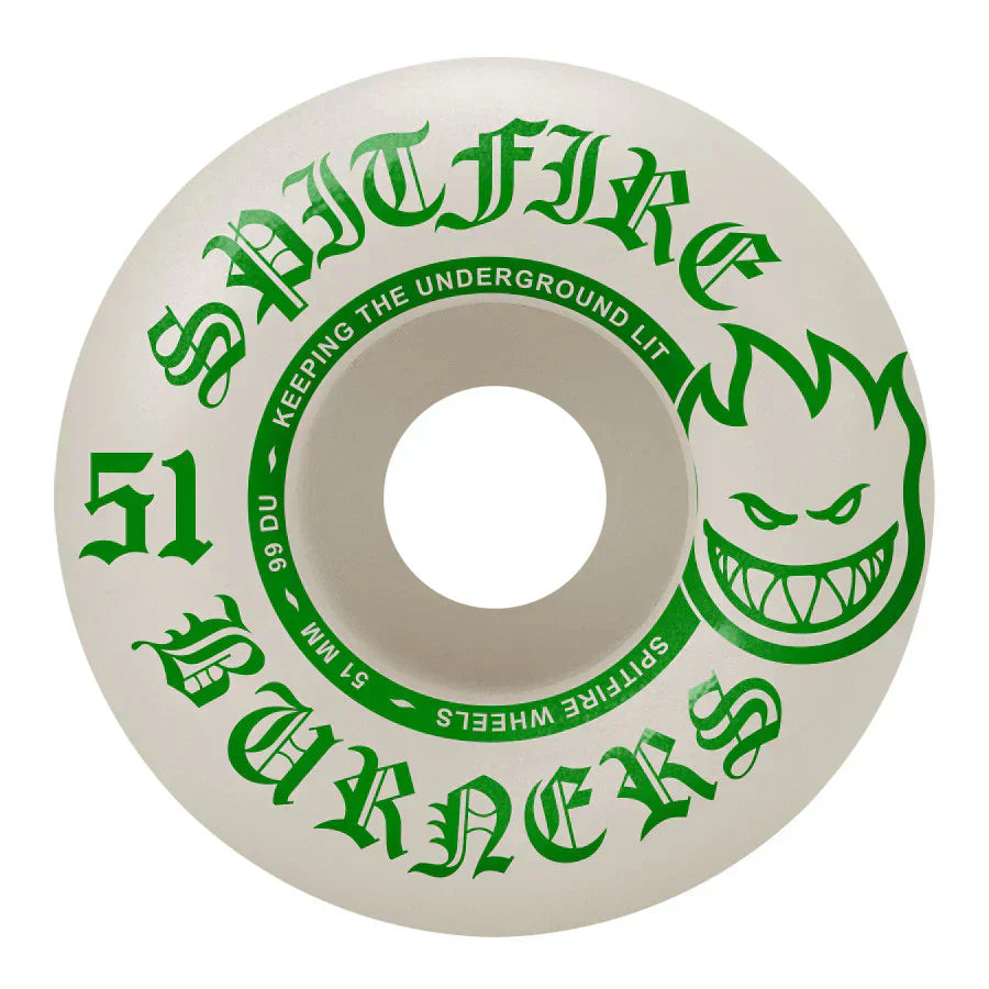 Spitfire Skateboards White / 51mm Spitfire Burner Bighead 99A White Skateboard Wheels