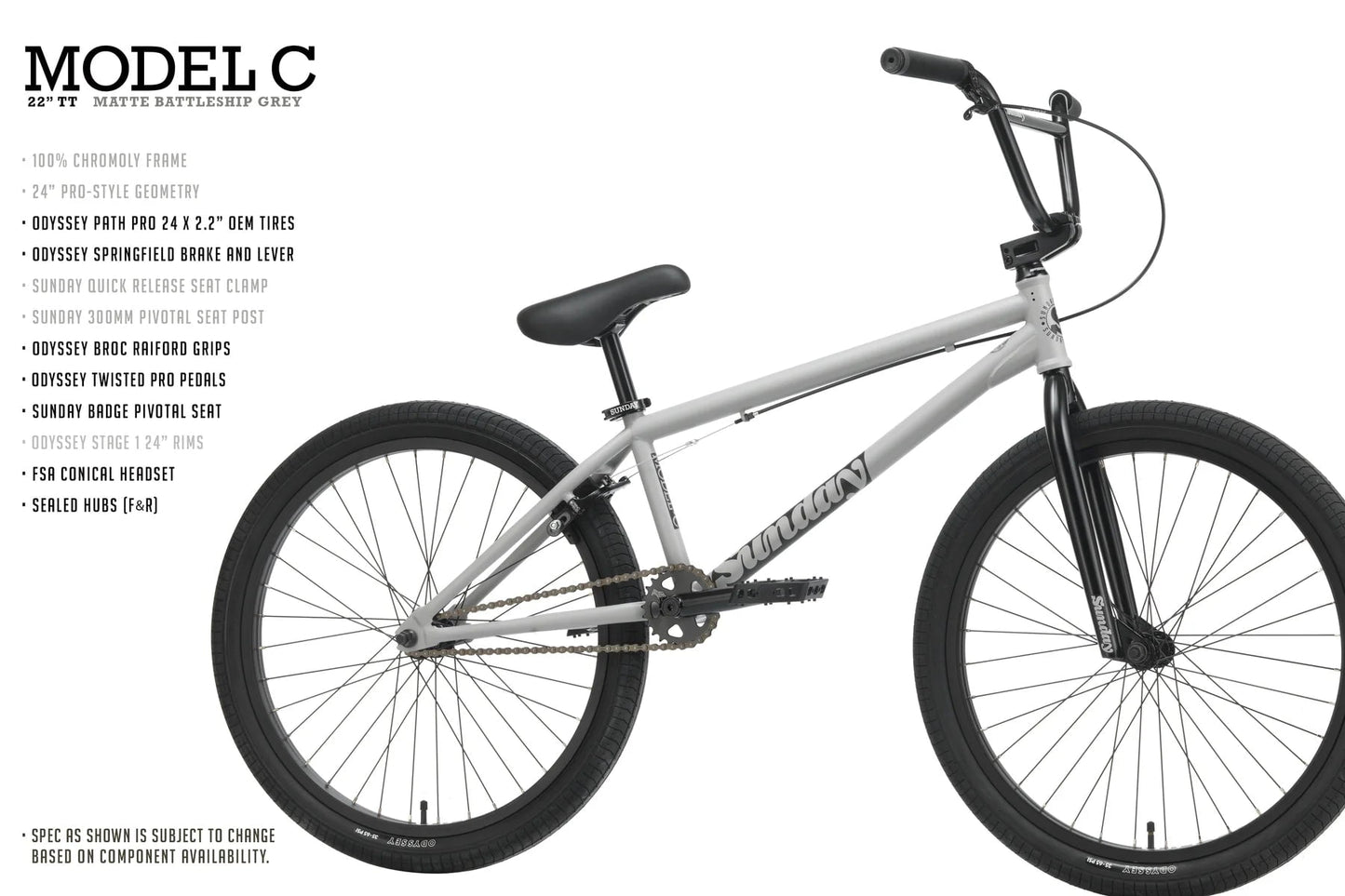 Sunday BMX Bikes Matte Battleship Grey Sunday Model-C 24 Inch Bike Matte Battleship Grey