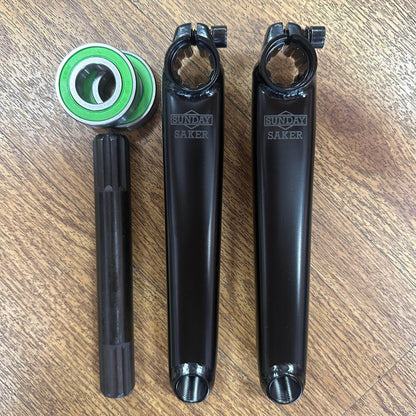 Sunday BMX Parts Black / 155mm Sunday Saker V2 Cranks with Mid Bottom Bracket