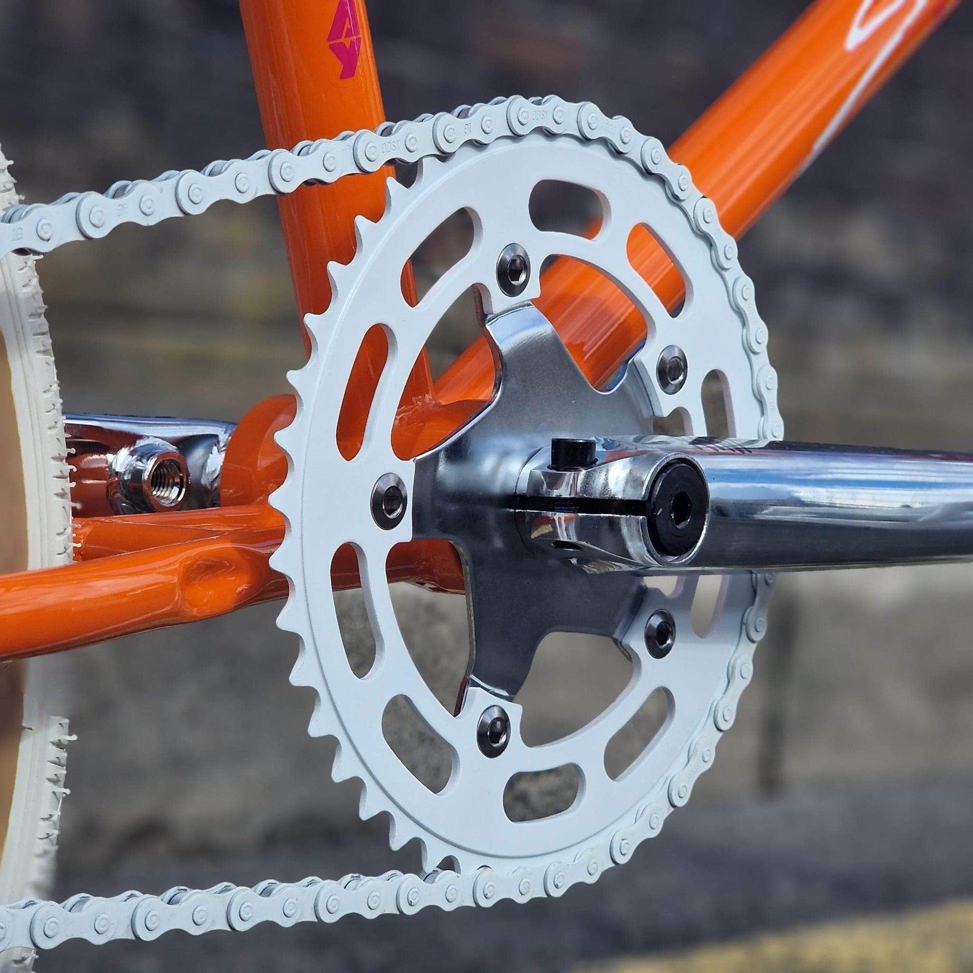 Tribal Bikes Old School BMX White / 44T SunTour - Style Alloy 5 Bolt 110 BCD Chainring