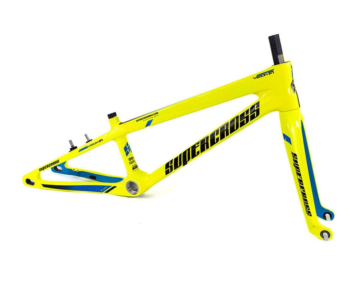 Supercross BMX BMX Racing Mini / Hi Vis / Black / Flame Blue Supercross BMX | Vision F1 - Carbon Fiber Racing Chassis