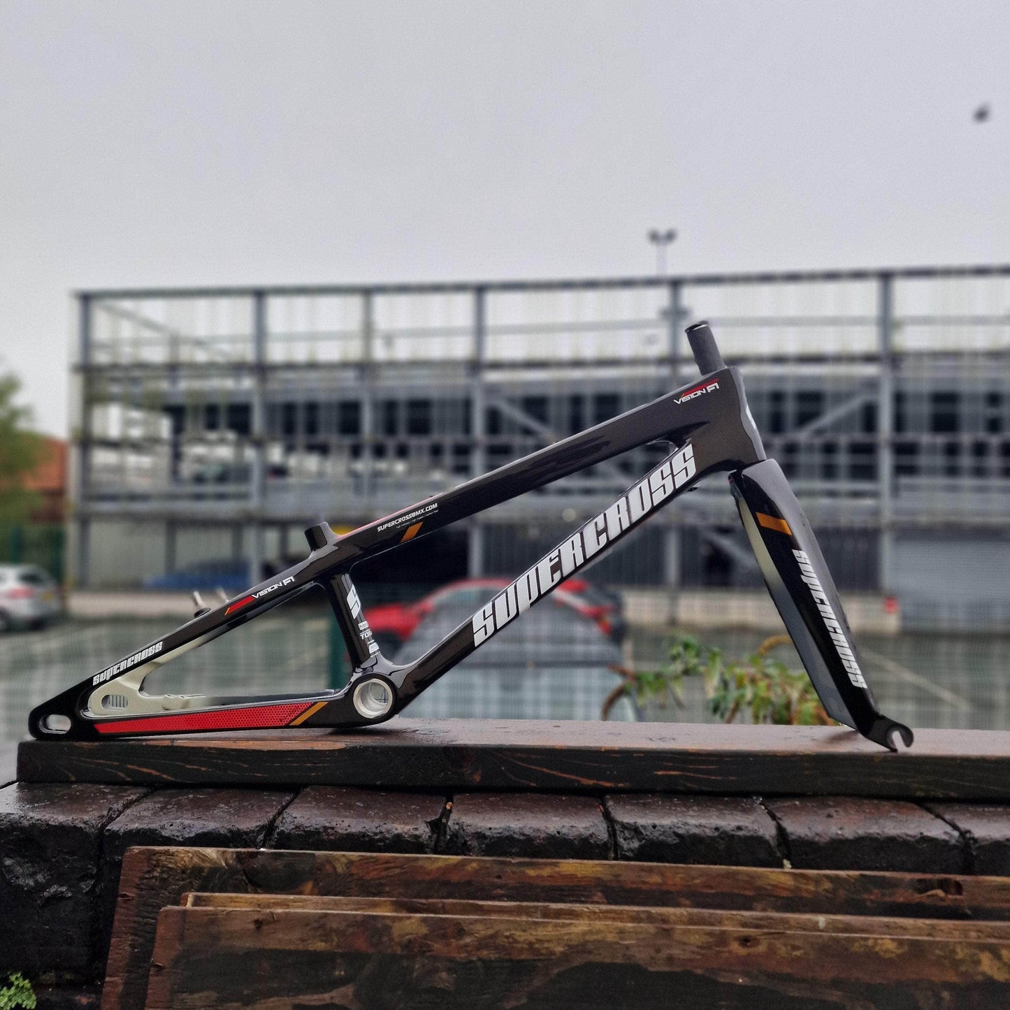 Supercross BMX BMX Racing Supercross BMX Vision F1 Carbon Fibre Racing Chassis Clear Red