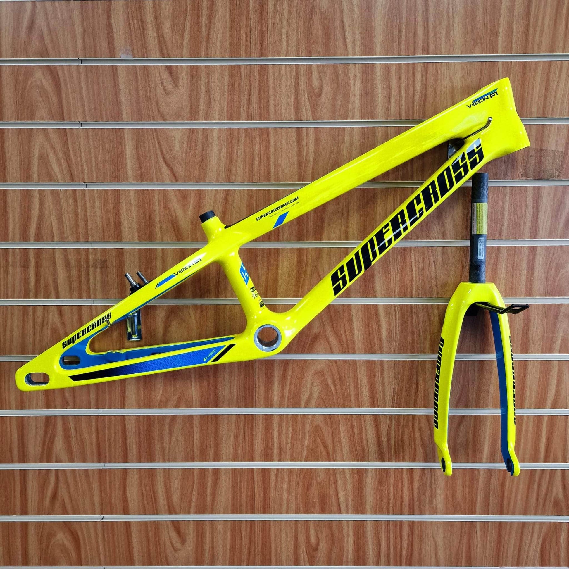 Supercross BMX BMX Racing Mini / Hi Vis / Black / Flame Blue Supercross BMX Vision F1 Carbon Fibre Racing Chassis