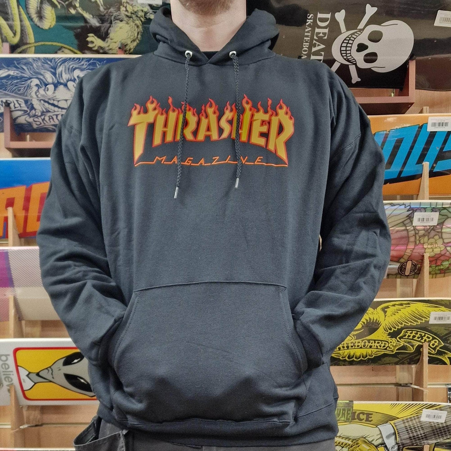 Thrasher Clothing & Shoes Thrasher Flame Logo Hoody Black