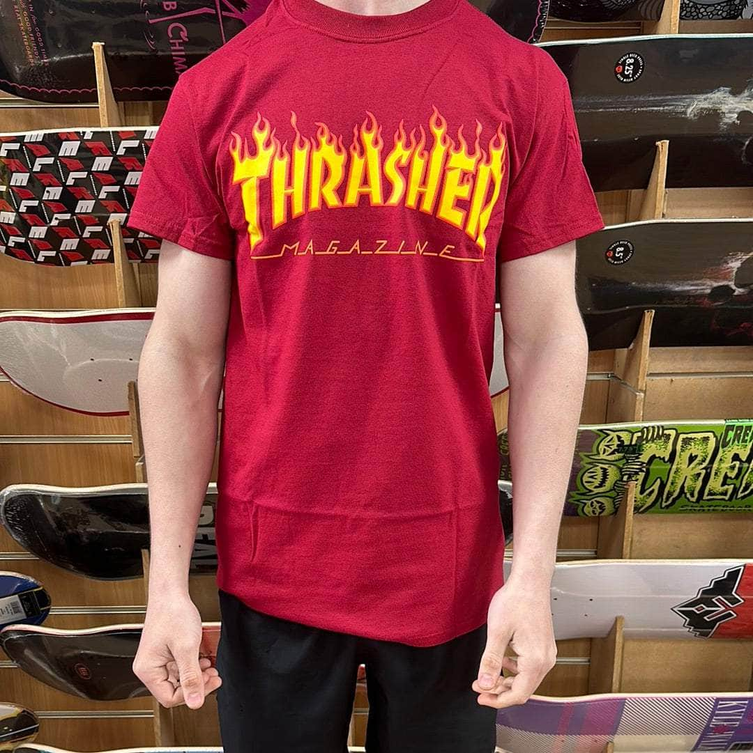 Thrasher Clothing & Shoes Thrasher Flame Logo T-shirt Cardinal Red