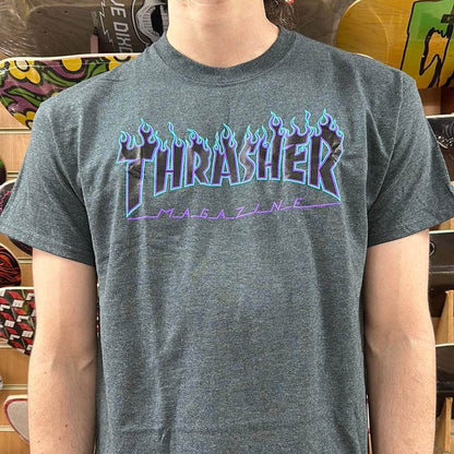 Thrasher Clothing & Shoes Thrasher Flame Logo T-shirt Dark Heather