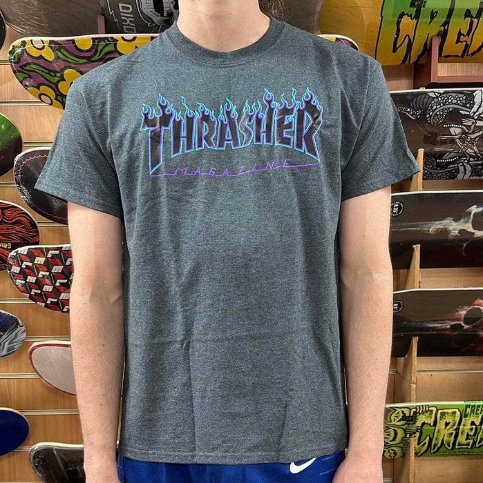 Thrasher Clothing & Shoes Thrasher Flame Logo T-shirt Dark Heather