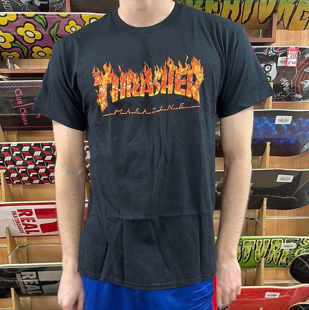 Thrasher Clothing & Shoes Thrasher Inferno T-Shirt Black