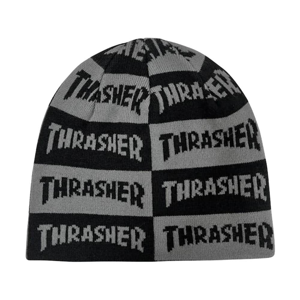 Thrasher Clothing & Shoes Black/Grey Checkered Thrasher Magazine Skully Beanie Checkered