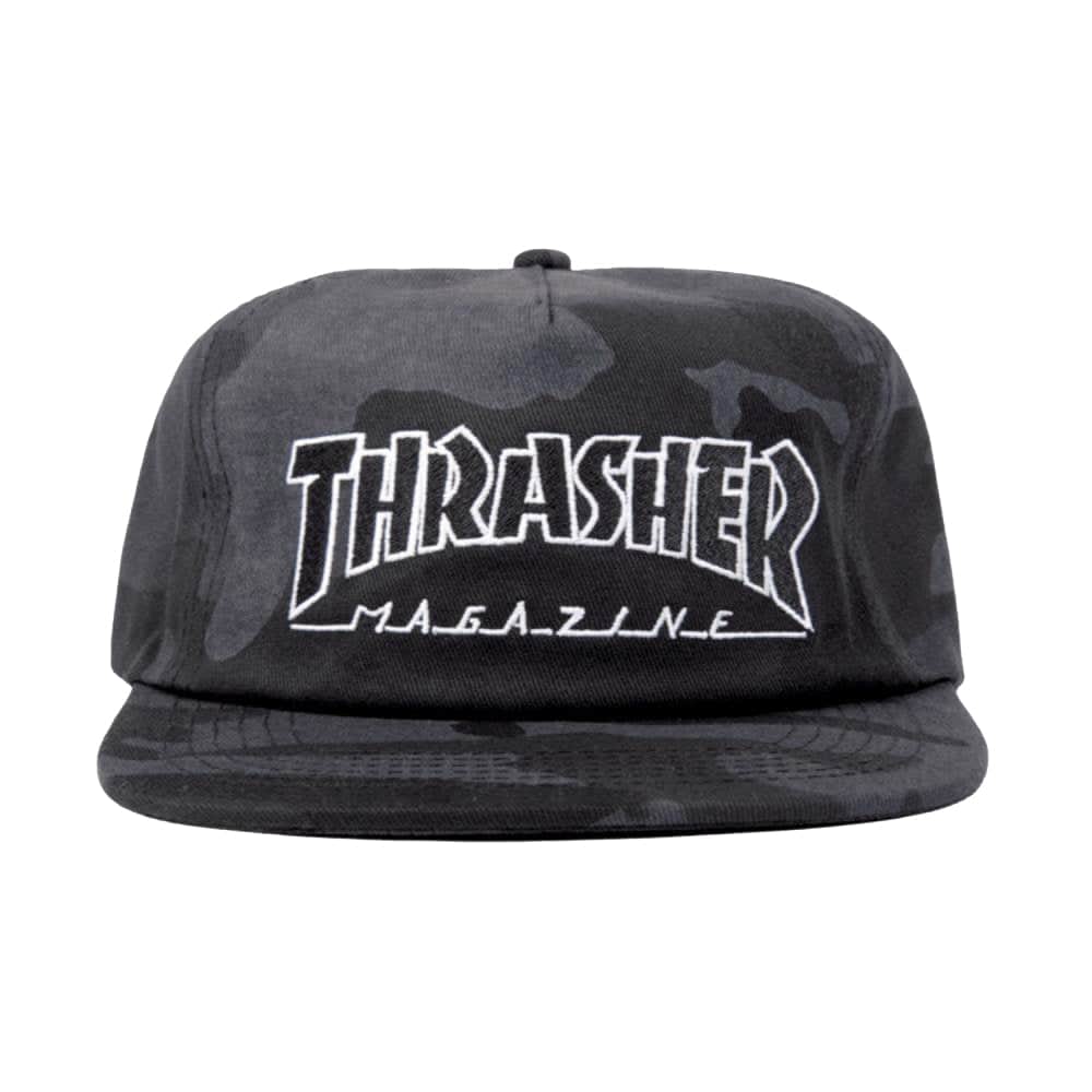 Thrasher Clothing & Shoes Black Thrasher Outlined Snapback Cap Black Camo