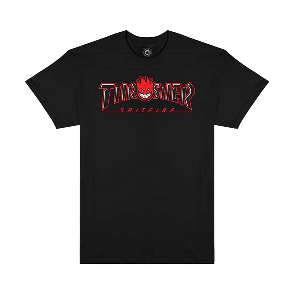 Thrasher Clothing & Shoes Thrasher x Spitfire Big Head Outline T-Shirt Black