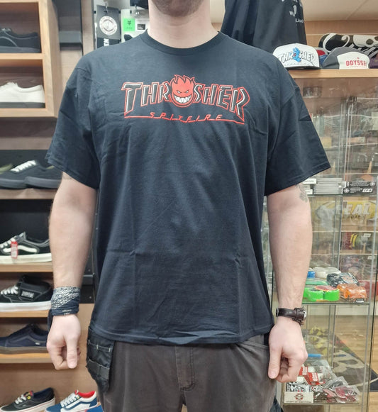 Thrasher Clothing & Shoes Thrasher x Spitfire Big Head Outline T-Shirt Black